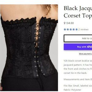 Fredricks of Hollywood Vintage- Black Jacquard Corset Top - 34B